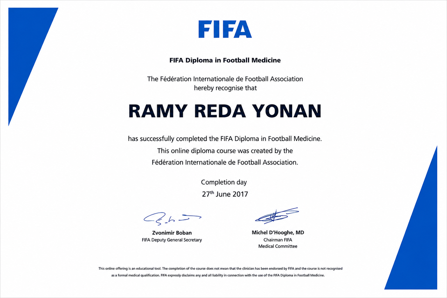 FIFA Diploma in Football Medicine