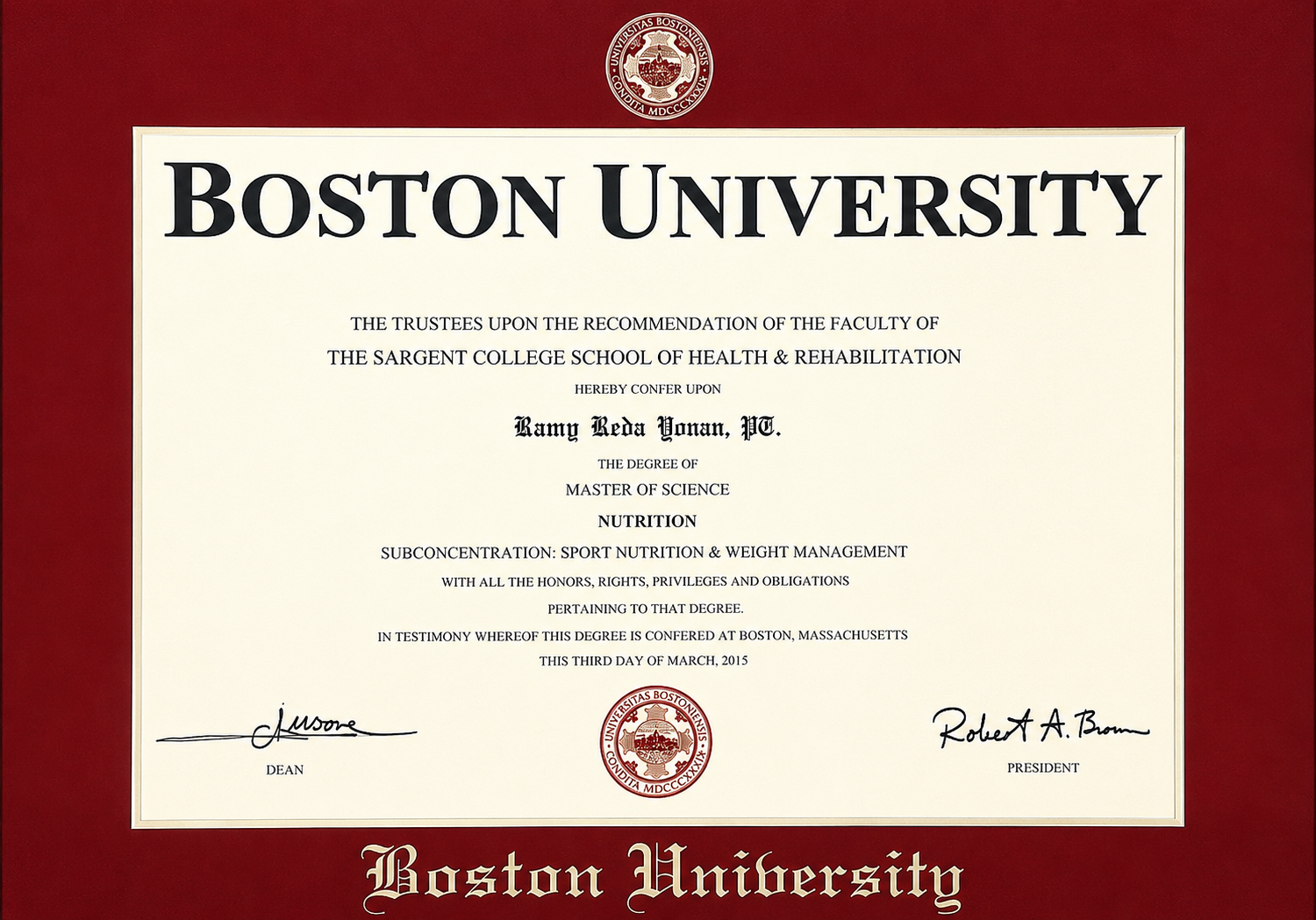 Master of Science in Nutrition Boston University